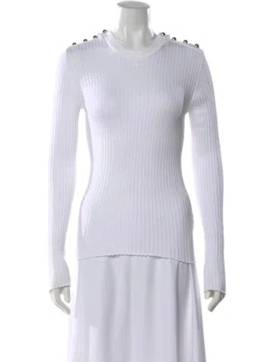 Pre-owned Courrèges Crew Neck Long Sleeve Top In White