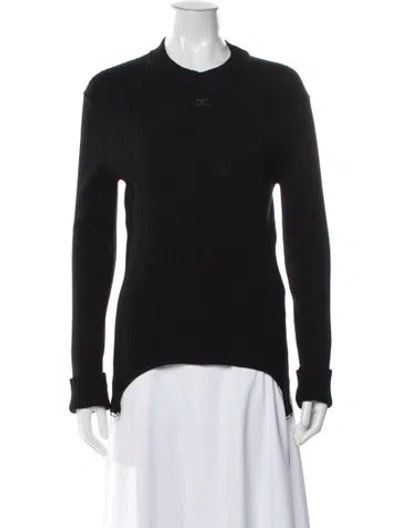 Pre-owned Courrèges Crew Neck Long Sleeve Top In White
