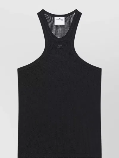 Courrèges Crew Neck Mesh Fabric Racerback Style In Black