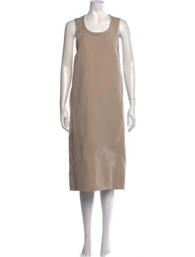 Pre-owned Courrèges Crew Neck Midi Length Dress In Neutrals