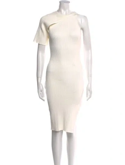 Pre-owned Courrèges Crew Neck Midi Length Dress In White