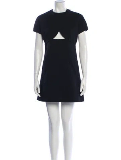 Pre-owned Courrèges Crew Neck Mini Dress In Black