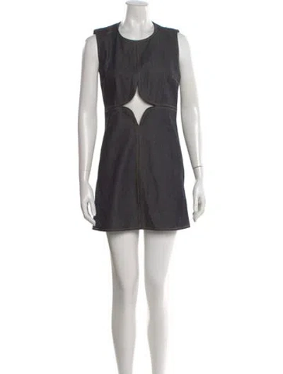 Pre-owned Courrèges Crew Neck Mini Dress In Black