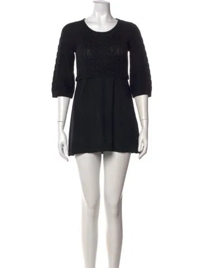 Pre-owned Courrèges Crew Neck Mini Dress In Black