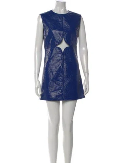 Pre-owned Courrèges Crew Neck Mini Dress In Blue