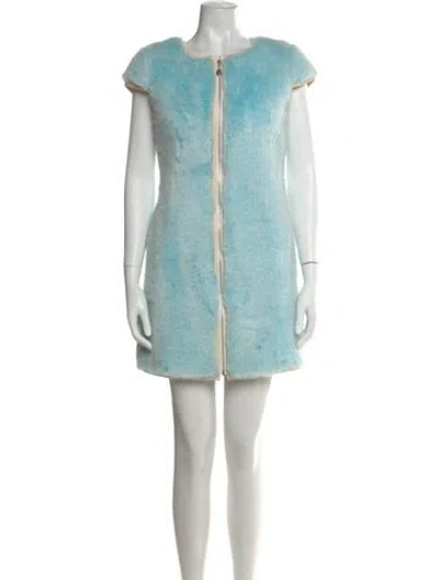Pre-owned Courrèges Crew Neck Mini Dress In Blue