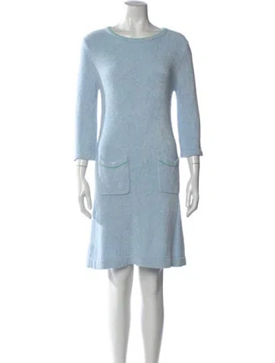 Pre-owned Courrèges Crew Neck Mini Dress In Blue