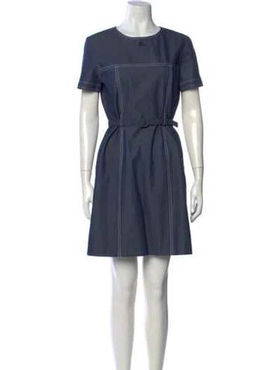 Pre-owned Courrèges Crew Neck Mini Dress In Blue