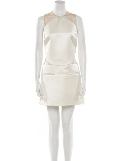 Pre-owned Courrèges Crew Neck Mini Dress In Neutral