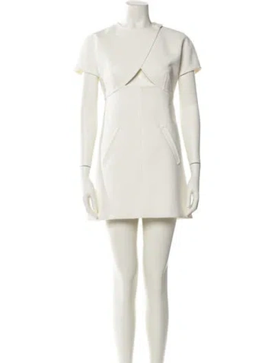 Pre-owned Courrèges Crew Neck Mini Dress In Neutral