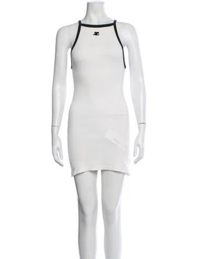 Pre-owned Courrèges Crew Neck Mini Dress In Neutrals