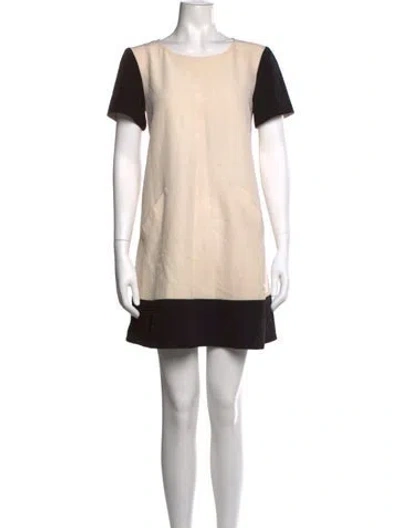Pre-owned Courrèges Crew Neck Mini Dress In Neutrals
