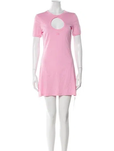 Pre-owned Courrèges Crew Neck Mini Dress In Pink