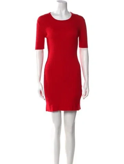 Pre-owned Courrèges Crew Neck Mini Dress In Red