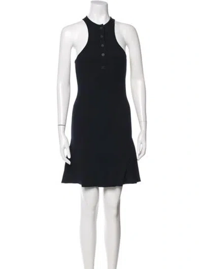 Pre-owned Courrèges Crew Neck Mini Dress W/ Tags In Blue