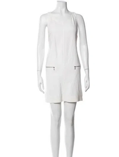 Pre-owned Courrèges Crew Neck Mini Dress In White