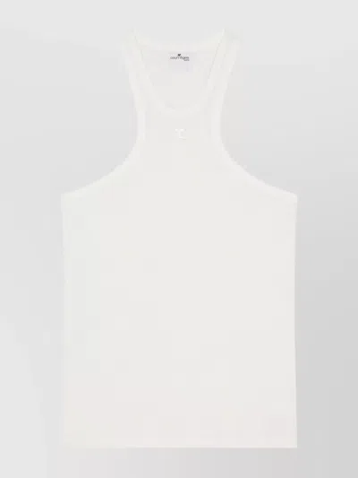 Courrèges Crew Neck Racerback Sleeveless Ribbed Texture In Heritage White