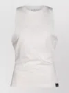 Courrèges Crew Neck Ribbed Hem Sleeveless Top In White