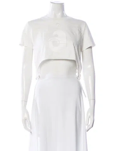 Pre-owned Courrèges Crew Neck Short Sleeve Crop Top In White