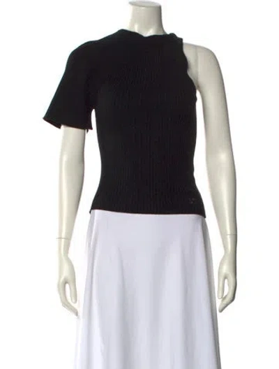 Pre-owned Courrèges Crew Neck Short Sleeve Top In Black