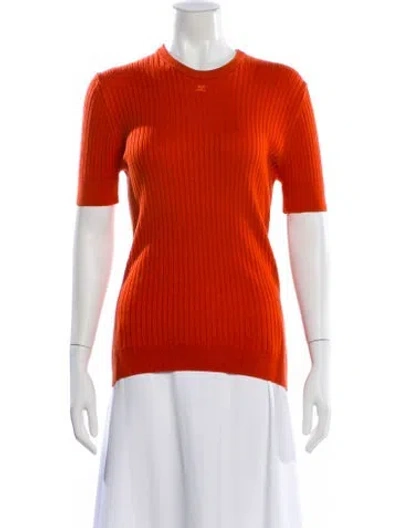 Pre-owned Courrèges Crew Neck Short Sleeve Top In Orange