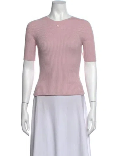 Pre-owned Courrèges Crew Neck Short Sleeve Top In Pink