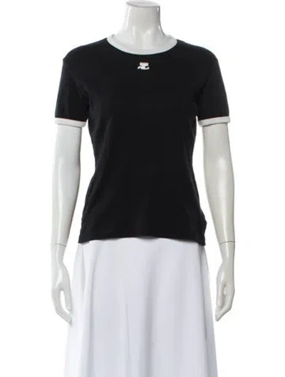 Pre-owned Courrèges Crew Neck Short Sleeve T-shirt In Black
