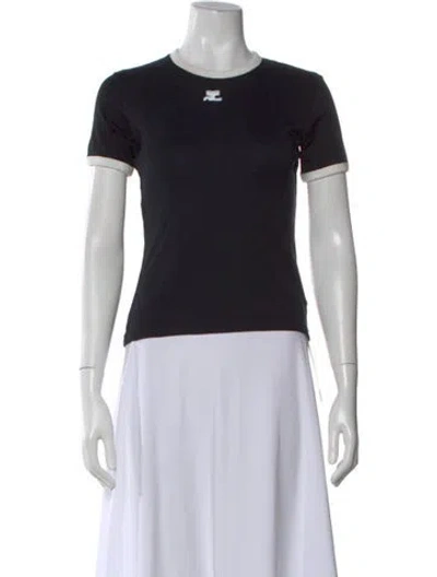 Pre-owned Courrèges Crew Neck Short Sleeve T-shirt In Black