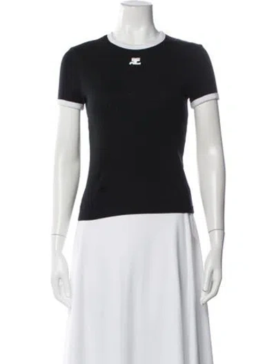 Pre-owned Courrèges Crew Neck Short Sleeve T-shirt In Black