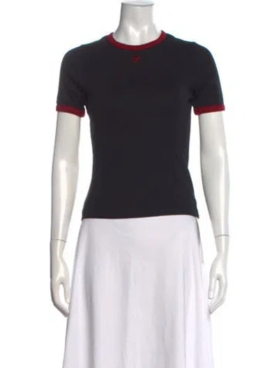 Pre-owned Courrèges Crew Neck Short Sleeve T-shirt In Black