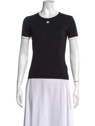 Pre-owned Courrèges Crew Neck Short Sleeve T-shirt In Black