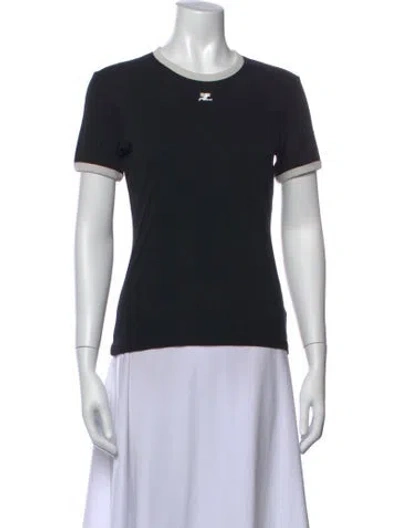 Pre-owned Courrèges Crew Neck Short Sleeve T-shirt In Black