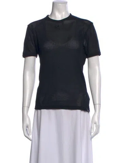 Pre-owned Courrèges Crew Neck Short Sleeve T-shirt In Black