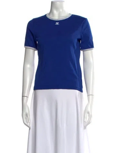 Pre-owned Courrèges Crew Neck Short Sleeve T-shirt In Blue