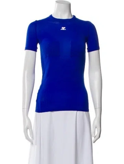 Pre-owned Courrèges Crew Neck Short Sleeve T-shirt In Blue