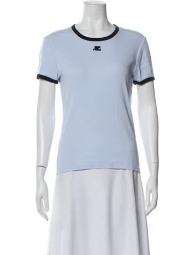 Pre-owned Courrèges Crew Neck Short Sleeve T-shirt In Blue