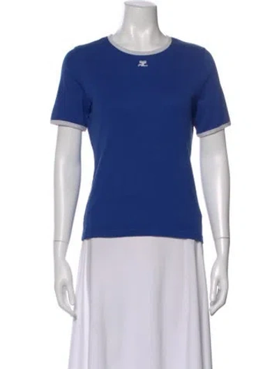 Pre-owned Courrèges Crew Neck Short Sleeve T-shirt In Blue