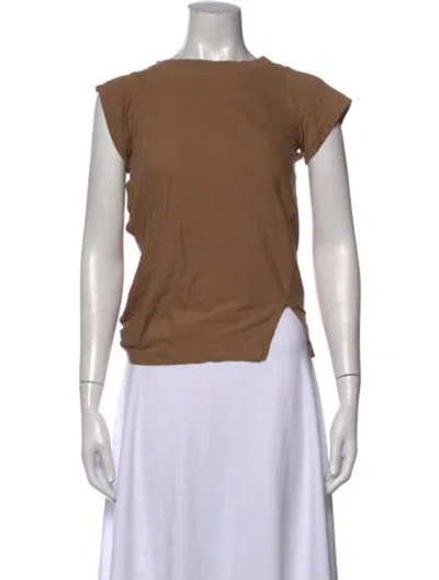 Pre-owned Courrèges Crew Neck Short Sleeve T-shirt In Brown