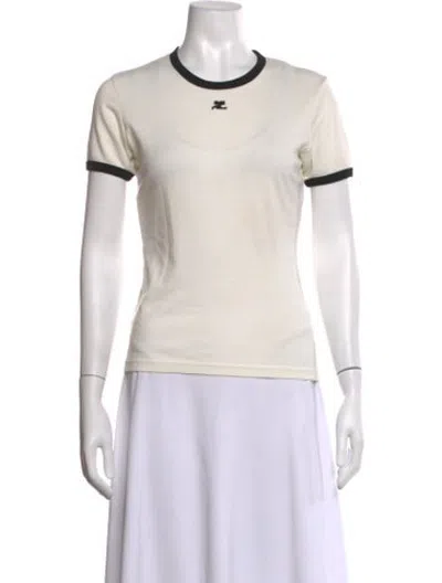 Pre-owned Courrèges Crew Neck Short Sleeve T-shirt In Neutrals/white
