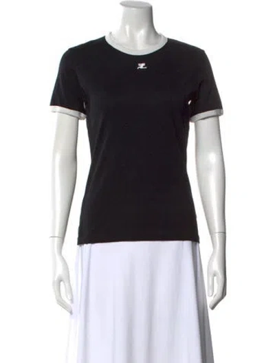 Pre-owned Courrèges Crew Neck Short Sleeve T-shirt W/ Tags In Black