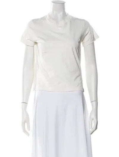 Pre-owned Courrèges Crew Neck Short Sleeve T-shirt In White