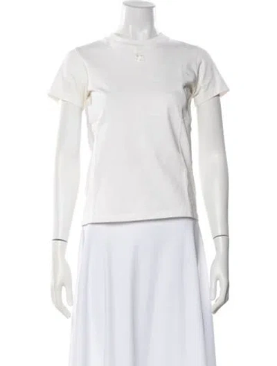 Pre-owned Courrèges Crew Neck Short Sleeve T-shirt In White