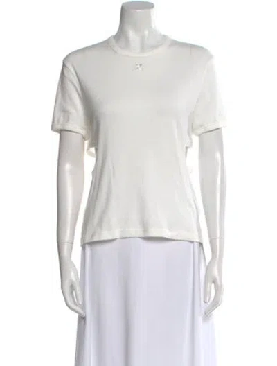 Pre-owned Courrèges Crew Neck Short Sleeve T-shirt In White