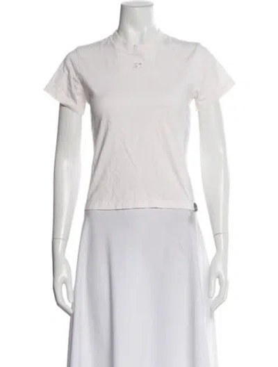 Pre-owned Courrèges Crew Neck Short Sleeve T-shirt In White