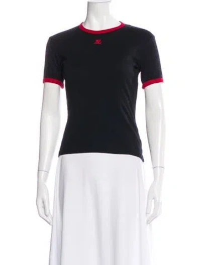 Pre-owned Courrèges Crew Neck Short Sleeve T-shirt In White