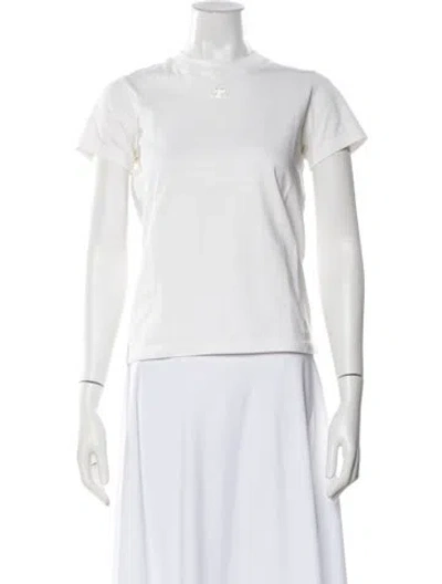 Pre-owned Courrèges Crew Neck Short Sleeve T-shirt In White