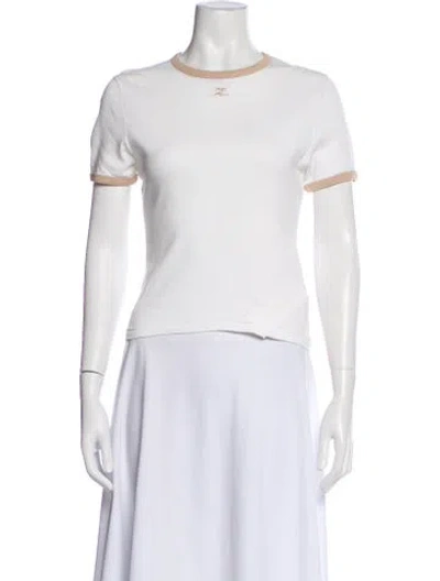 Pre-owned Courrèges Crew Neck Short Sleeve T-shirt In White