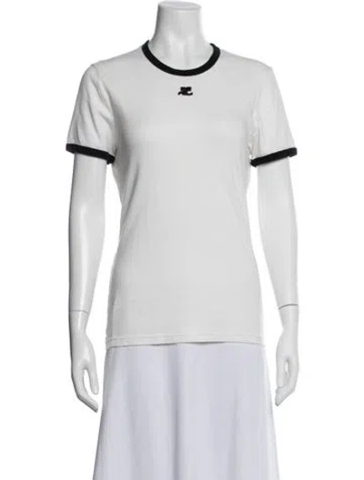 Pre-owned Courrèges Crew Neck Short Sleeve T-shirt In White