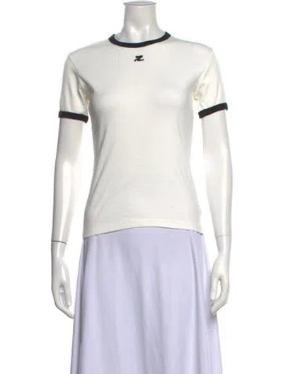 Pre-owned Courrèges Crew Neck Short Sleeve T-shirt In White