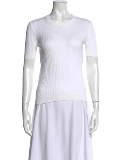 Pre-owned Courrèges Crew Neck Short Sleeve T-shirt In White